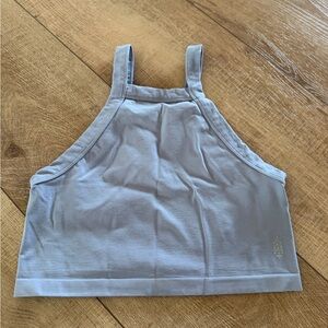 Free People Movement Women's High Neck Ribbed Cropped Tank Top Gray, Size M/L
